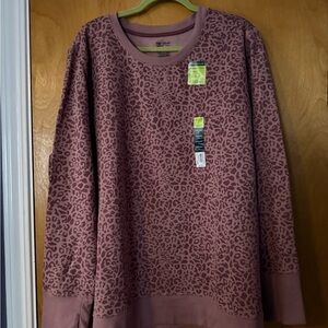 Tek Gear Mauve Leopard Print Crewneck